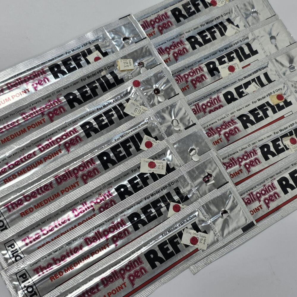 Lot of 14 Pilot BP-S Ballpoint Pen Refill Red Ink Medium Point RFJ-3(M) NEW